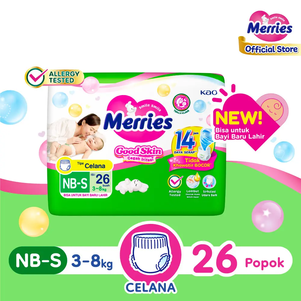 Merries Good Skin Popok Celana Bayi NB-S 26 pcs