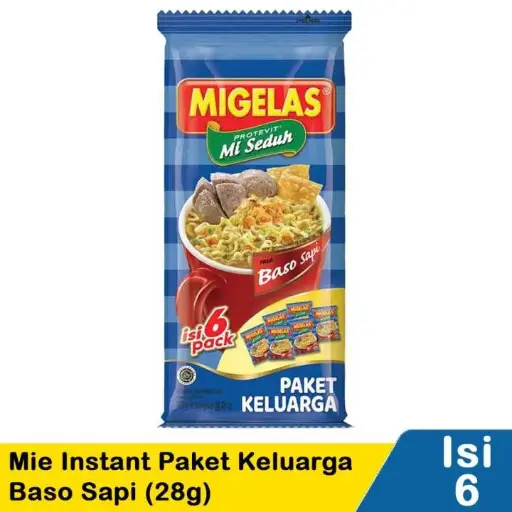 [2280] MIGELAS MIE INSTANT PAKET KELUARGA BASO SAPI PCK 6x28g