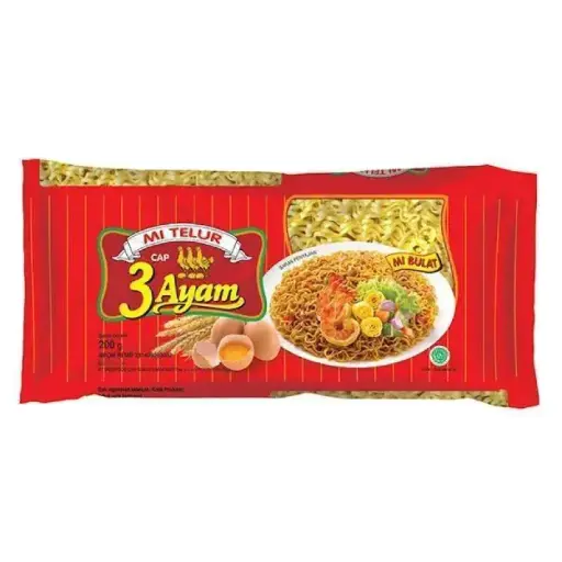 [3] 3 AYAM MIE TELOR SUPER MERAH PCK 200g
