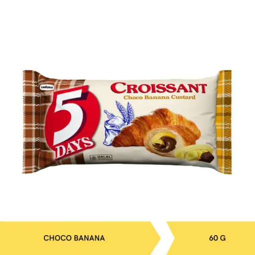 [5123] 5Days Roti Croissant Isi Fla Cokelat Pisang 60 g
