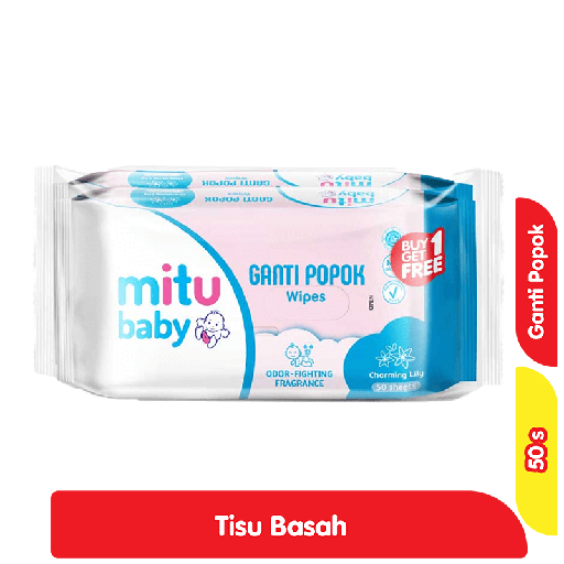 [6267] Mitu Baby Tisu Basah Bayi Ganti Popok Charming Lily 50 s - Beli 1 Gratis 1