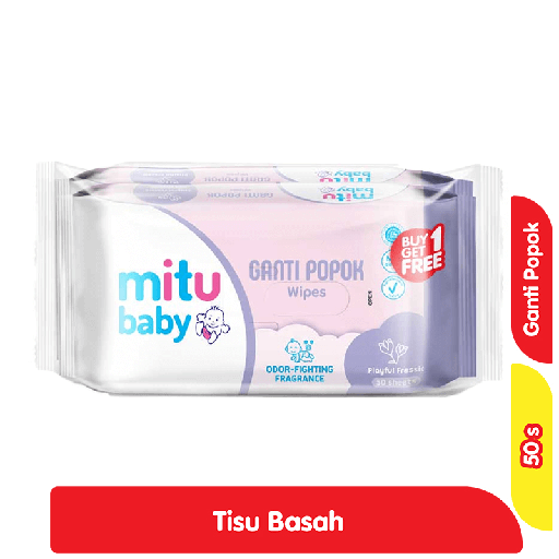[6268] Mitu Baby Tisu Basah Bayi Ganti Popok Playful Fressia 50 s - Beli 1 Gratis 1