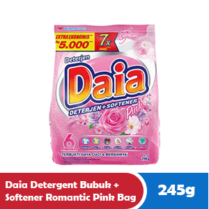 [627] DAIA DETERGENT BUBUK + SOFTENER ROMANTIC PINK BAG 252/245g