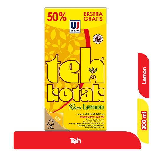 [6764] Ultra Teh Kotak Lemon 200 ml