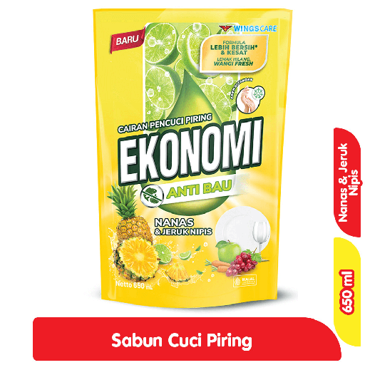 [7122] Ekonomi Sabun Cuci Piring Nanas & Jeruk Nipis Anti Bau Refill 650 ml