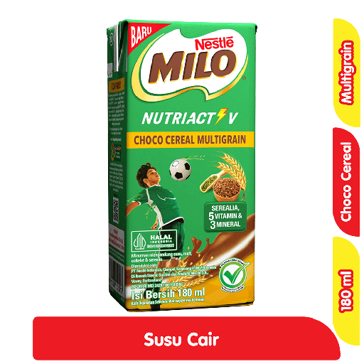 [7515] Milo Nutriactive Minuman Multigrain Sereal Cokelat UHT Kotak 180 ml