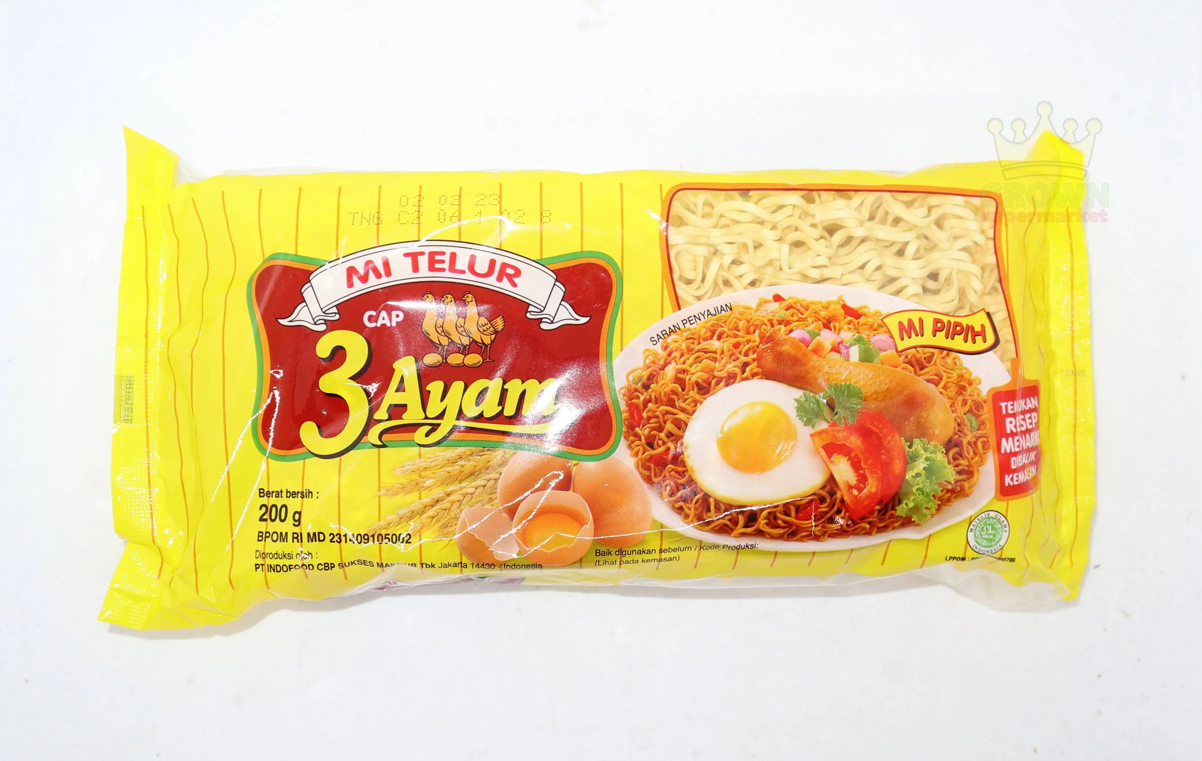 MIE TELUR CAP 3 AYAM PIPIH KUNING 200  GR